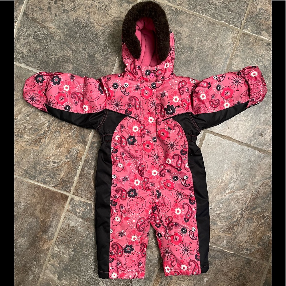 ☃️💖 MEXX Pink Paisley Snow suit Baby 9-12 months VGUC